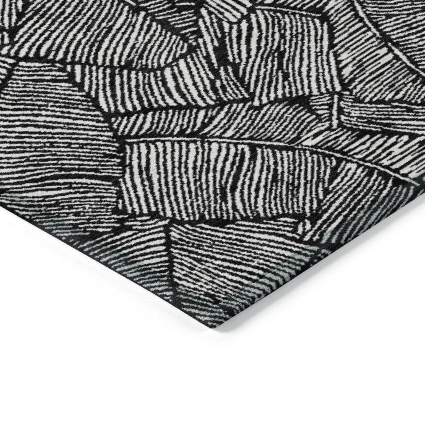 Tabselect Home Line 8' X 10' Black And Ivory Floral Washable Indoor Outdoor Area Rug