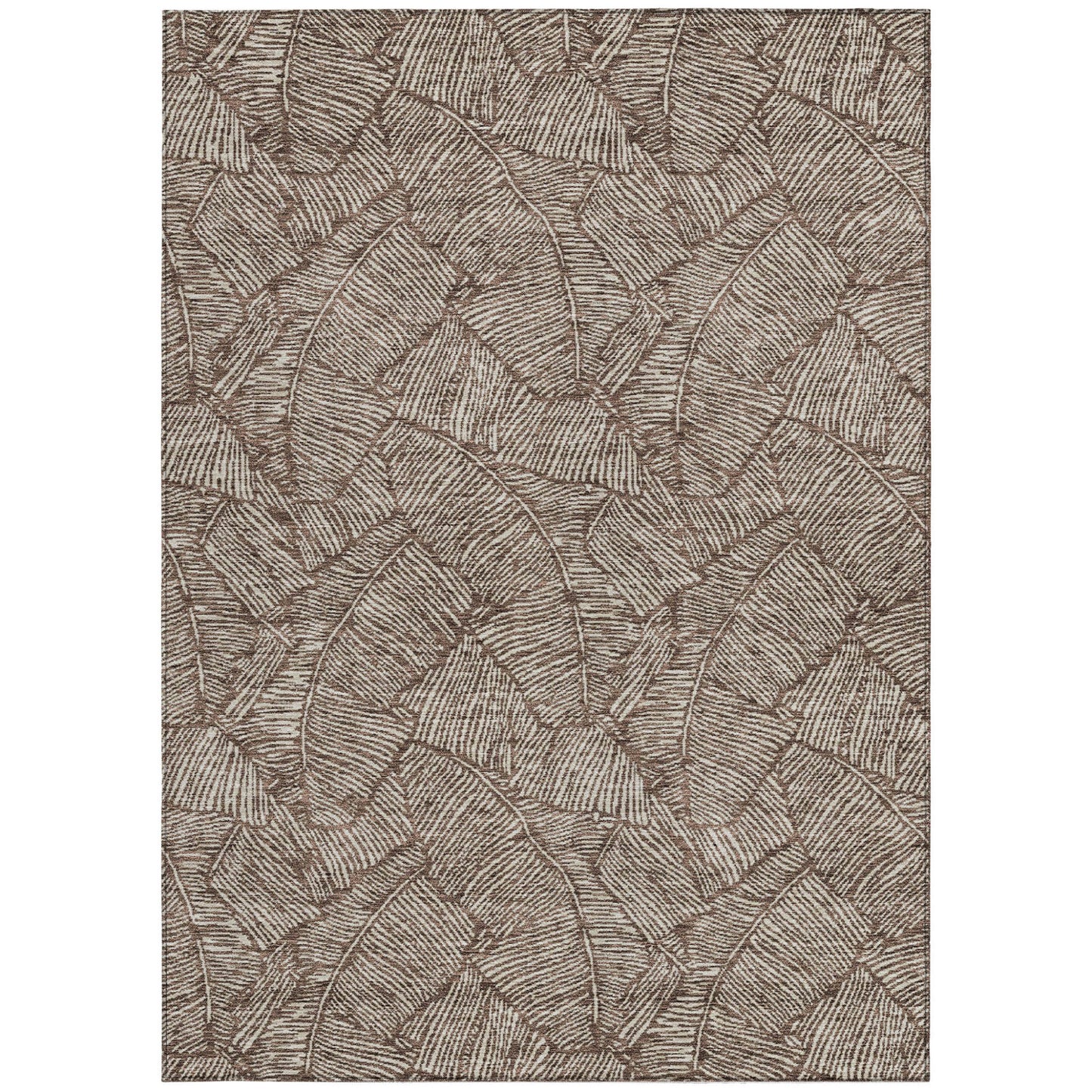 Tabselect Home Line 5' X 8' Brown And Beige Floral Washable Indoor Outdoor Area Rug