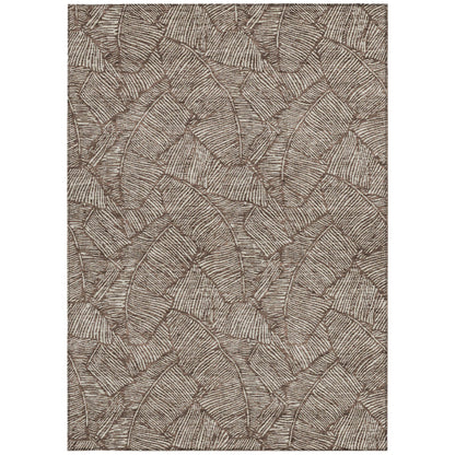 Tabselect Home Line 5' X 8' Brown And Beige Floral Washable Indoor Outdoor Area Rug