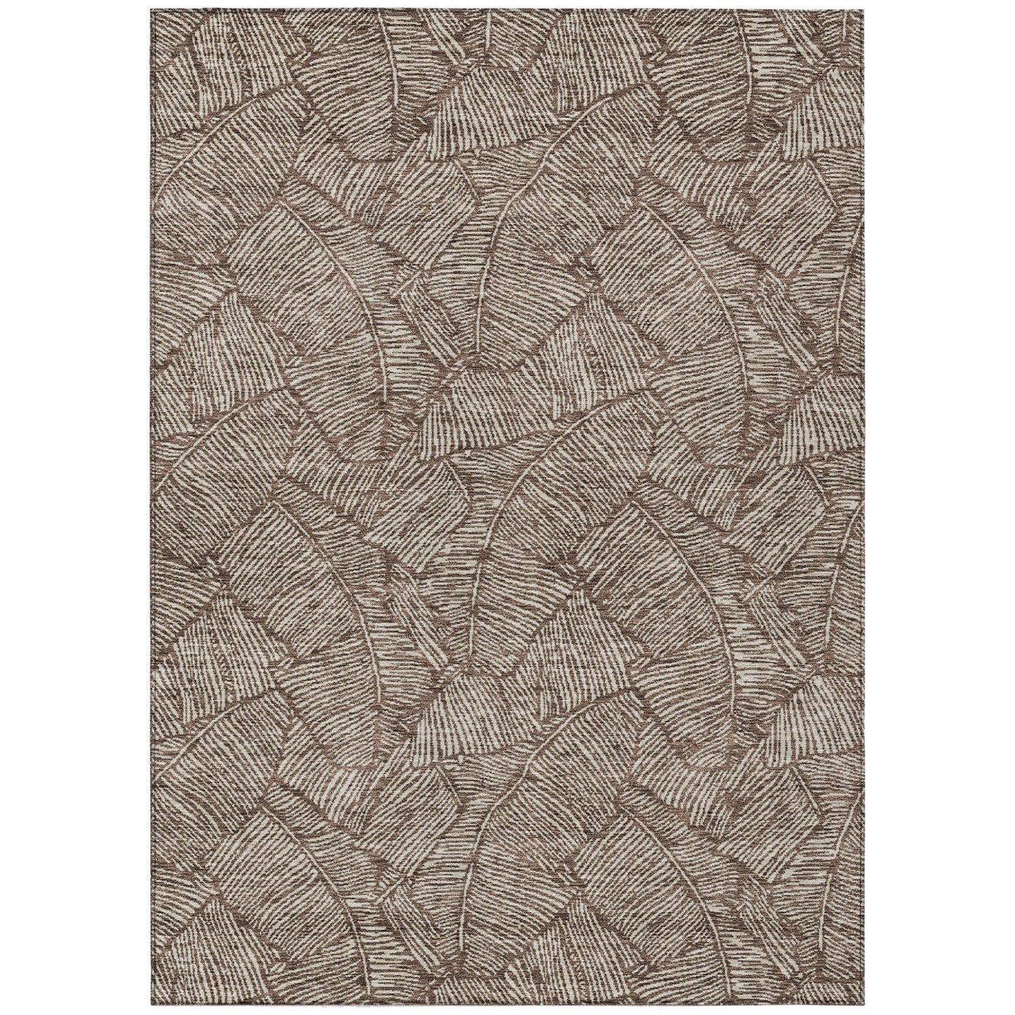 Tabselect Home Line 5' X 8' Brown And Beige Floral Washable Indoor Outdoor Area Rug