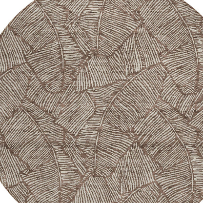 Tabselect Home Line 8' Brown And Beige Round Floral Washable Indoor Outdoor Area Rug