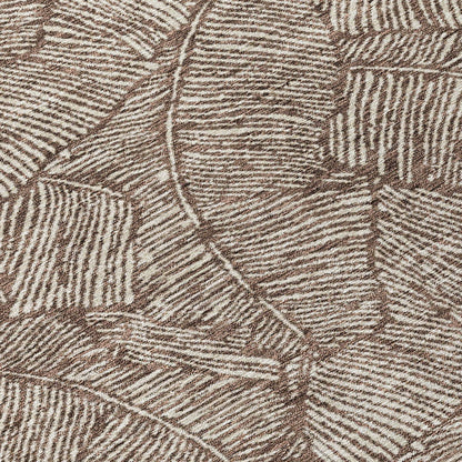 Tabselect Home Line 8' Brown And Beige Round Floral Washable Indoor Outdoor Area Rug