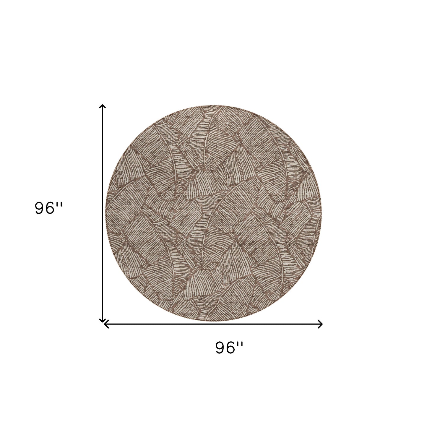 Tabselect Home Line 8' Brown And Beige Round Floral Washable Indoor Outdoor Area Rug