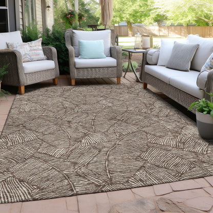 Tabselect Home Line 8' X 10' Brown And Beige Floral Washable Indoor Outdoor Area Rug