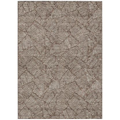 Tabselect Home Line 8' X 10' Brown And Beige Floral Washable Indoor Outdoor Area Rug