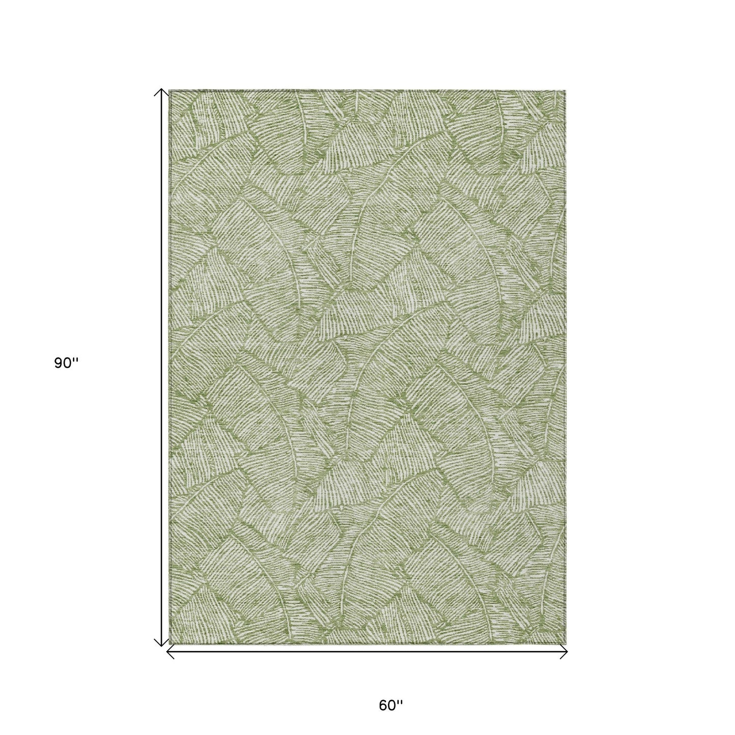 Tabselect Home Line 5' X 8' Green And Ivory Floral Washable Indoor Outdoor Area Rug