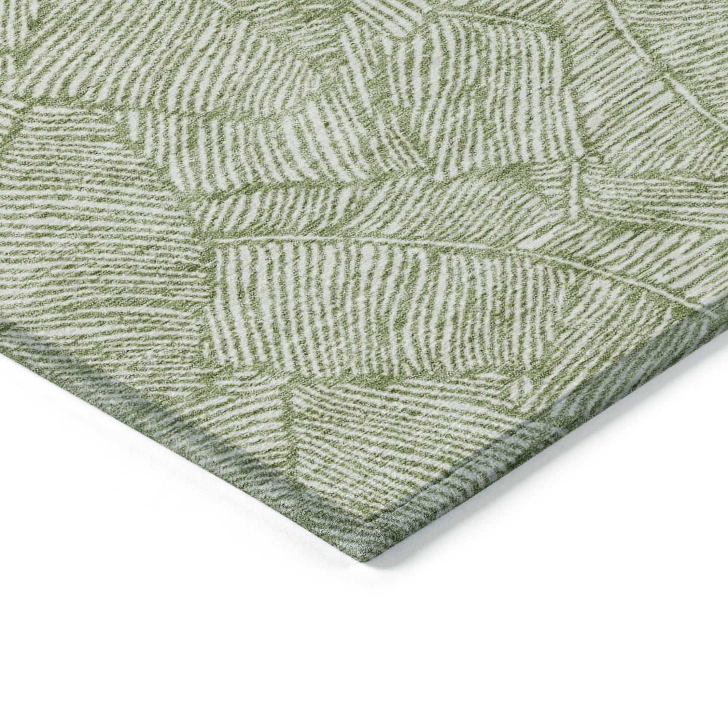 Tabselect Home Line 5' X 8' Green And Ivory Floral Washable Indoor Outdoor Area Rug
