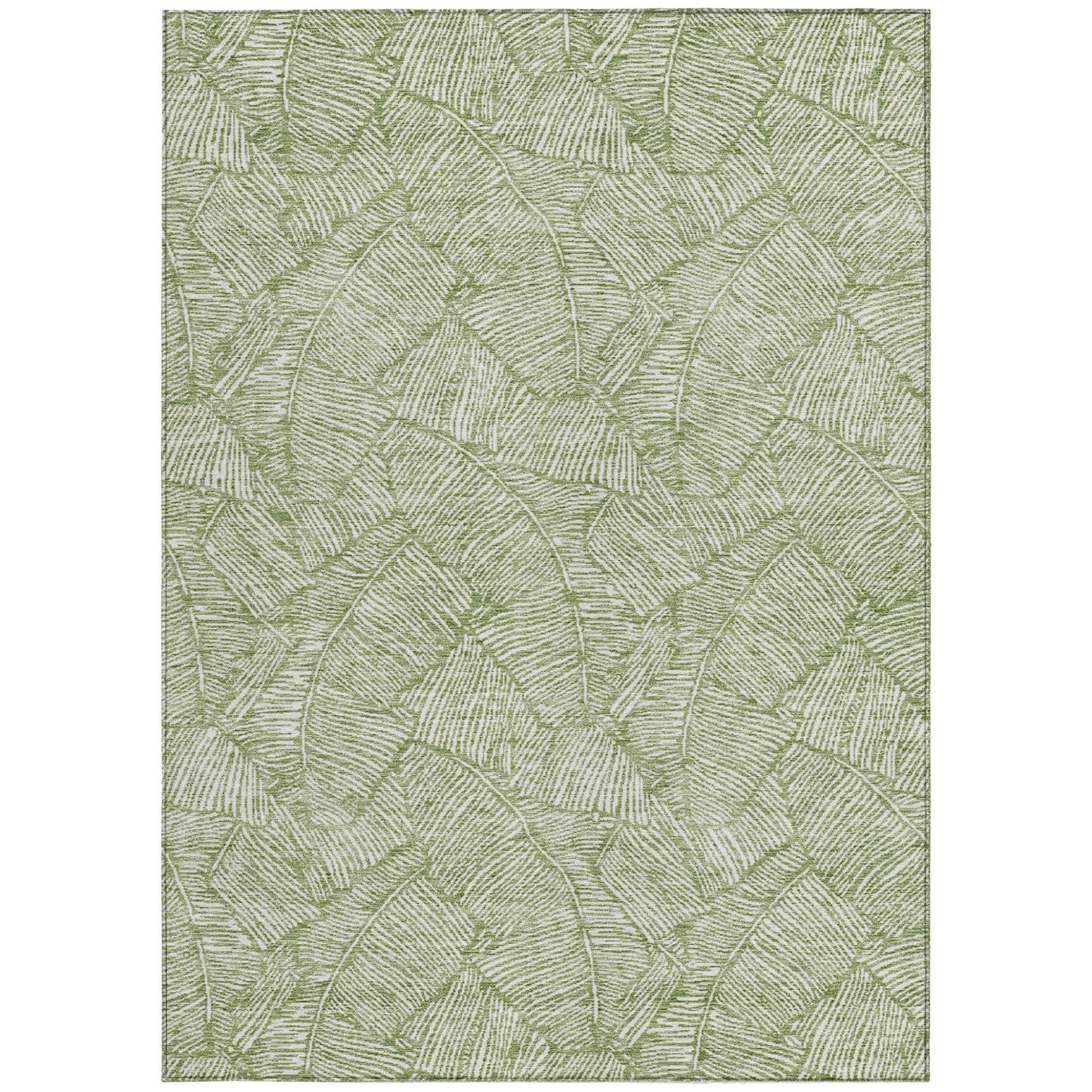 Tabselect Home Line 5' X 8' Green And Ivory Floral Washable Indoor Outdoor Area Rug