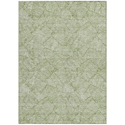 Tabselect Home Line 5' X 8' Green And Ivory Floral Washable Indoor Outdoor Area Rug