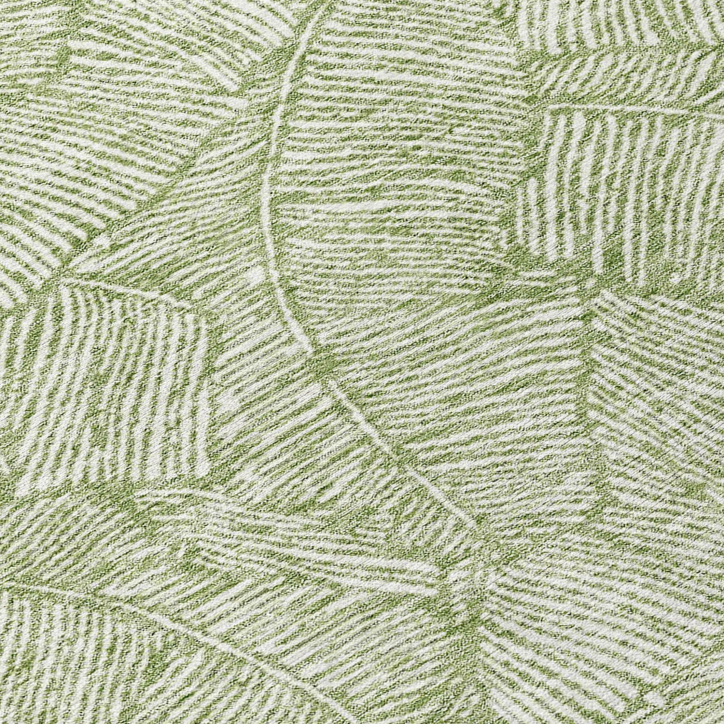 Tabselect Home Line 8' Green And Ivory Round Floral Washable Indoor Outdoor Area Rug