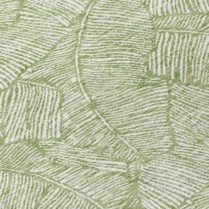 Tabselect Home Line 8' Green And Ivory Round Floral Washable Indoor Outdoor Area Rug