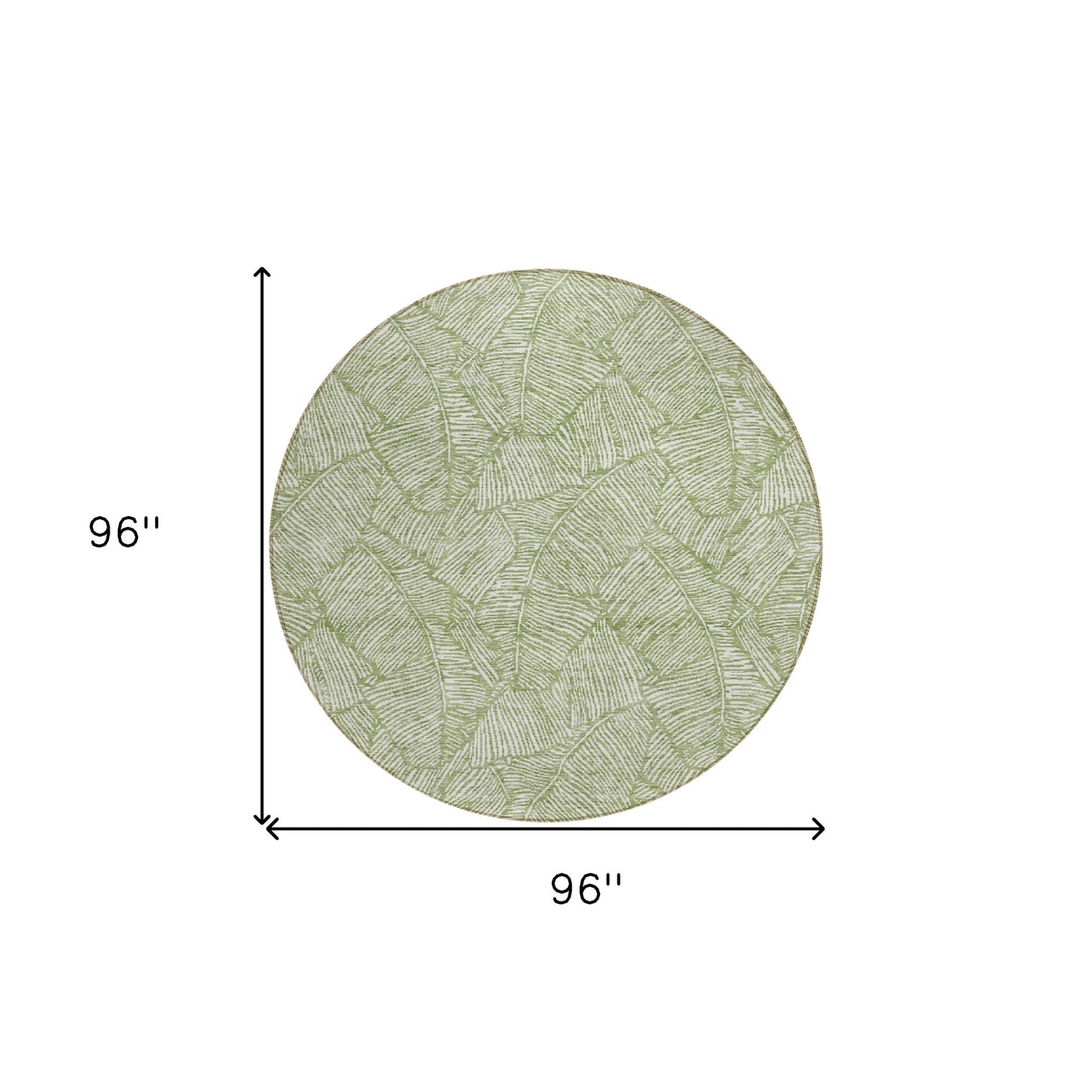 Tabselect Home Line 8' Green And Ivory Round Floral Washable Indoor Outdoor Area Rug