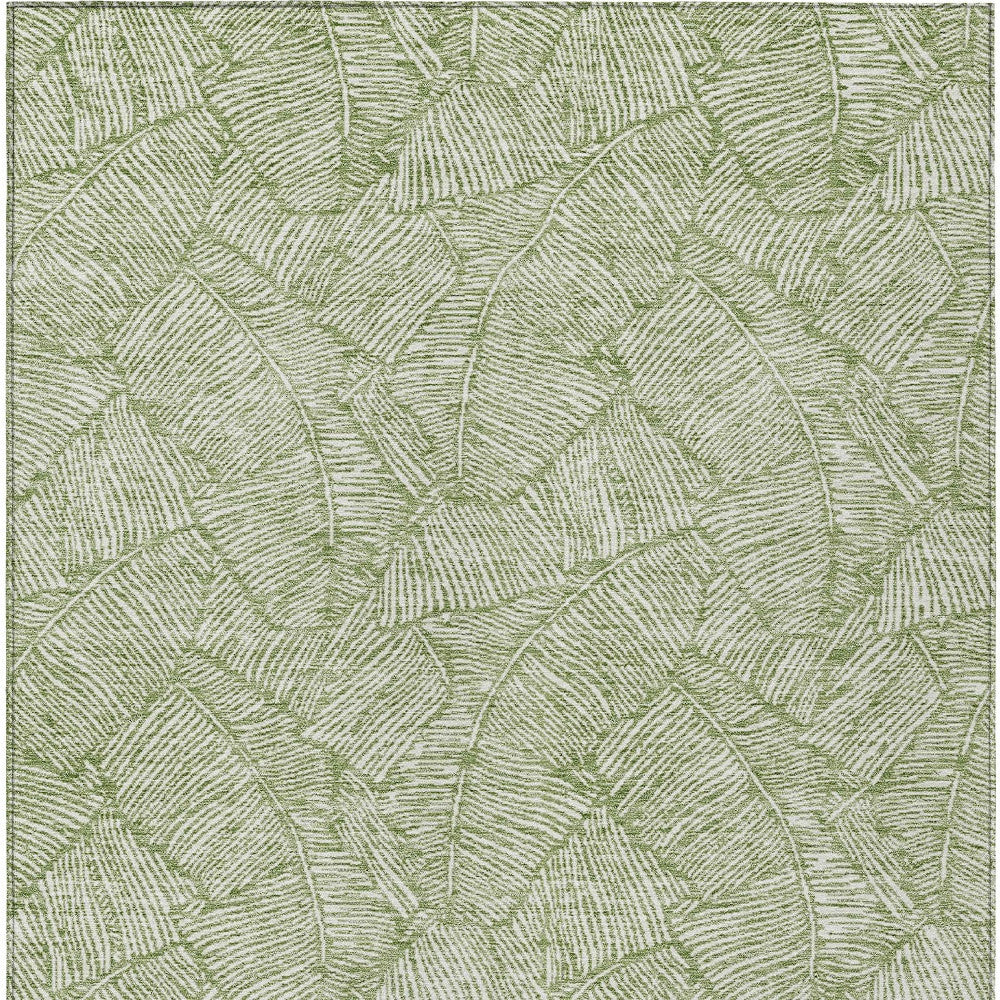 Tabselect Home Line 8' X 10' Green And Ivory Floral Washable Indoor Outdoor Area Rug