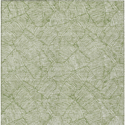 Tabselect Home Line 8' X 10' Green And Ivory Floral Washable Indoor Outdoor Area Rug