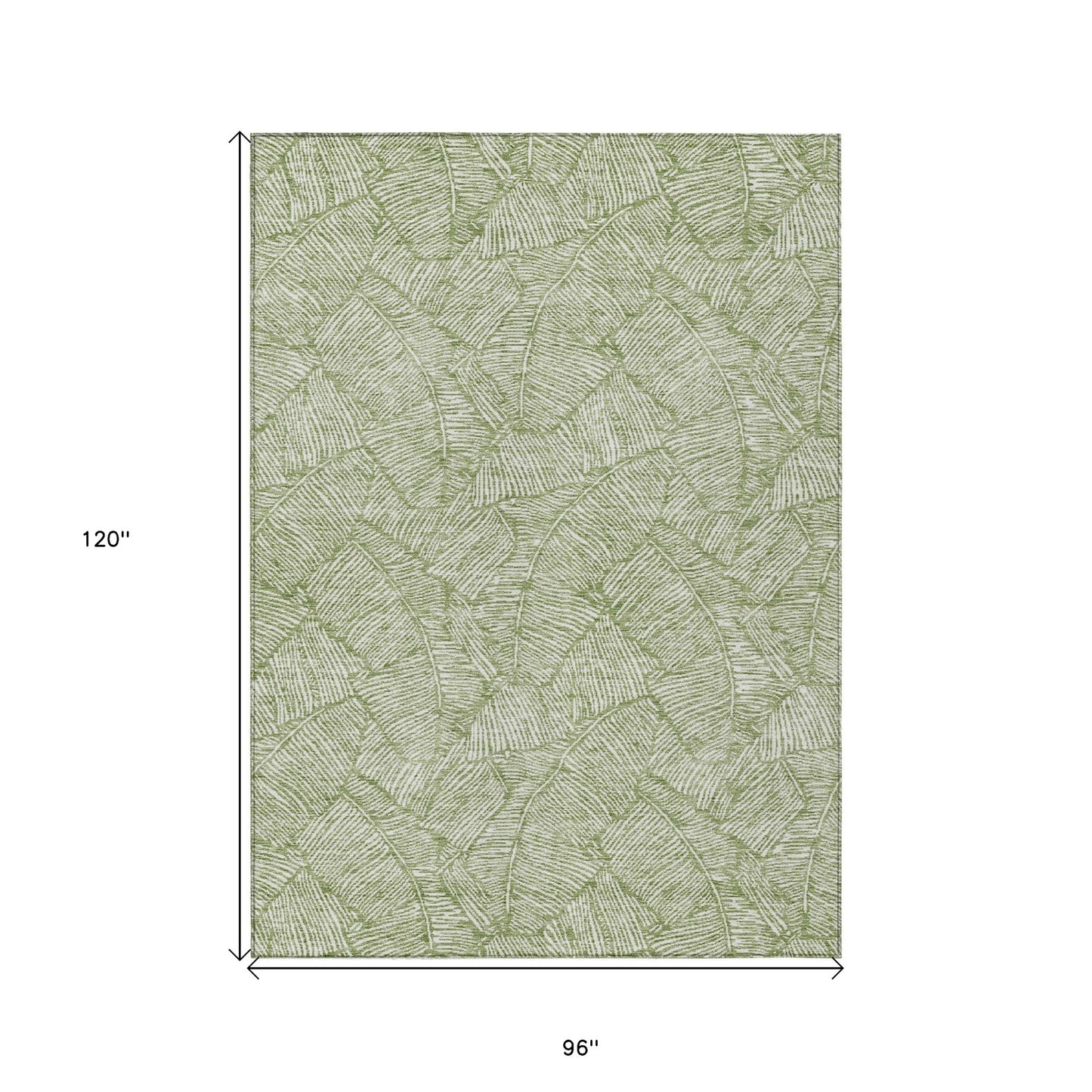 Tabselect Home Line 8' X 10' Green And Ivory Floral Washable Indoor Outdoor Area Rug