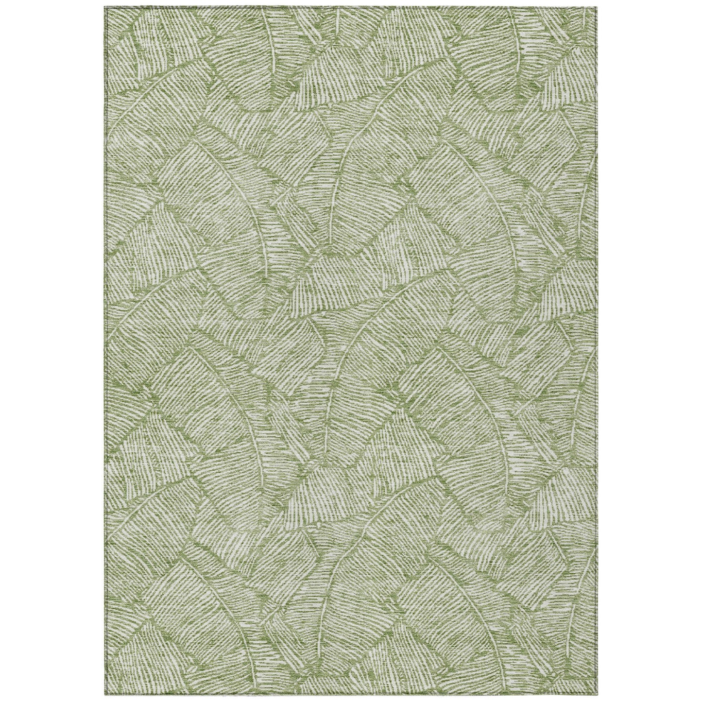 Tabselect Home Line 8' X 10' Green And Ivory Floral Washable Indoor Outdoor Area Rug