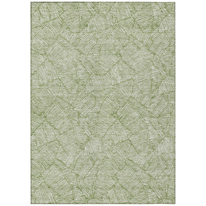Tabselect Home Line 8' X 10' Green And Ivory Floral Washable Indoor Outdoor Area Rug