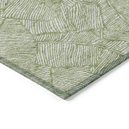 Tabselect Home Line 8' X 10' Green And Ivory Floral Washable Indoor Outdoor Area Rug