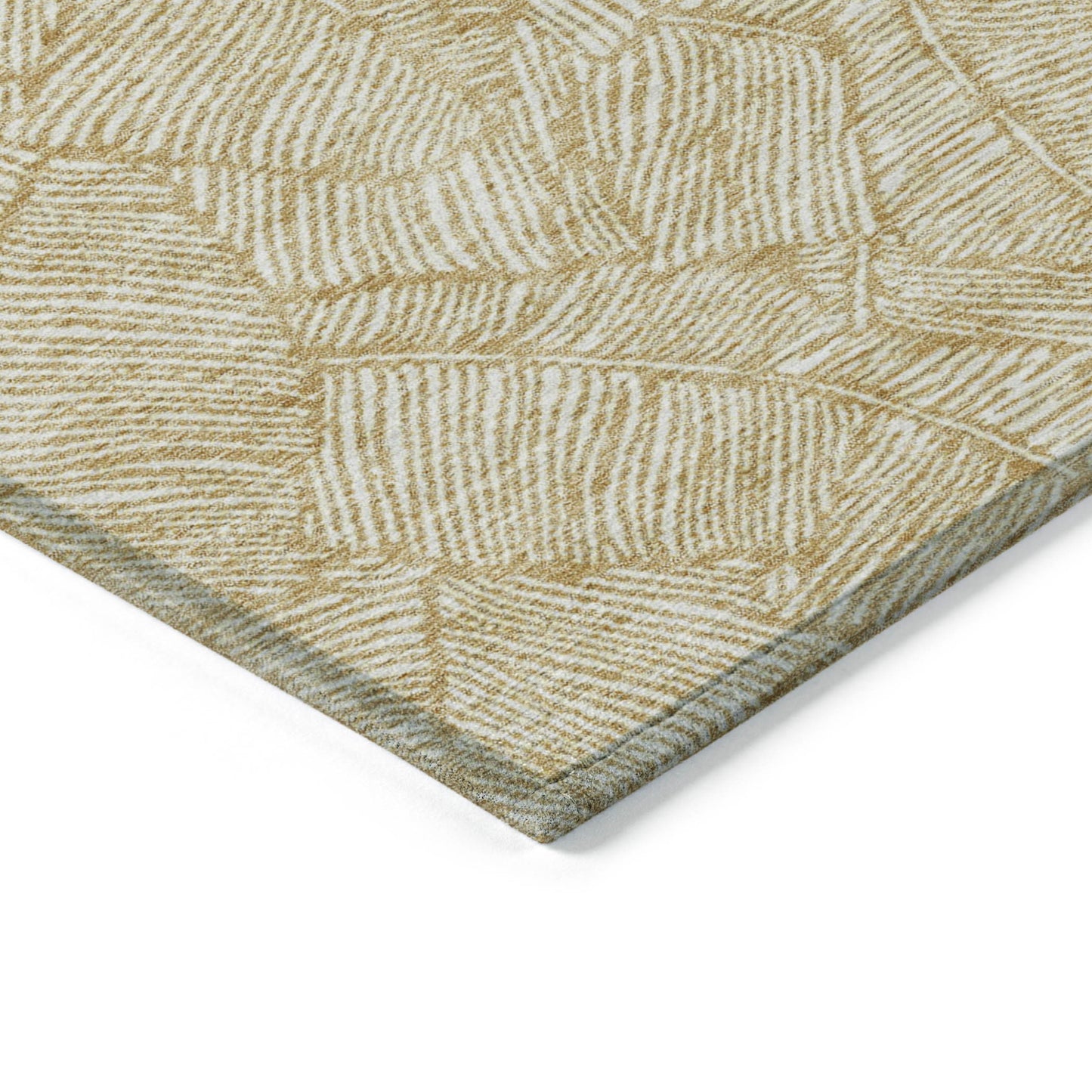 Tabselect Home Line 5' X 8' Gold And Beige Floral Washable Indoor Outdoor Area Rug