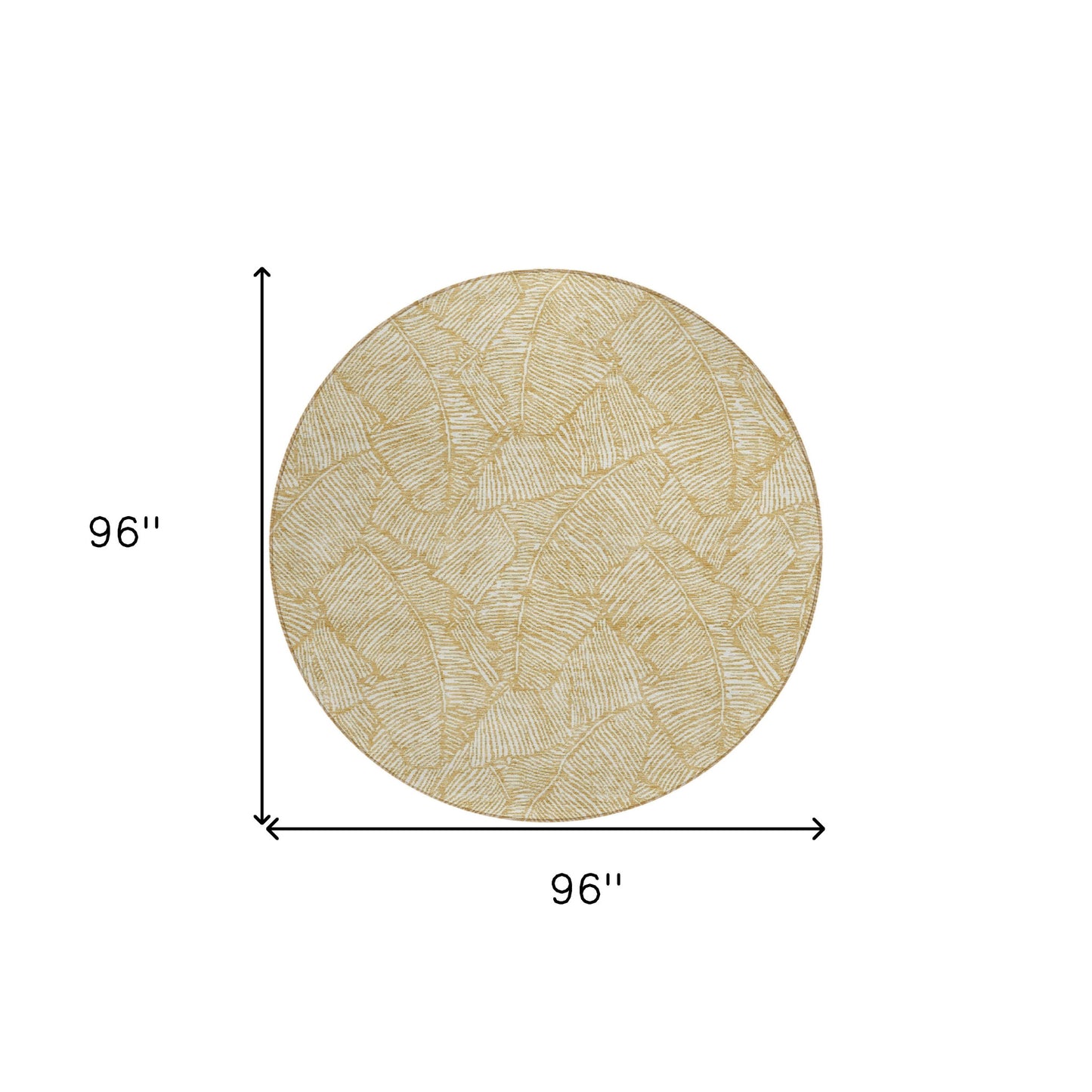Tabselect Home Line 8' Gold And Beige Round Floral Washable Indoor Outdoor Area Rug