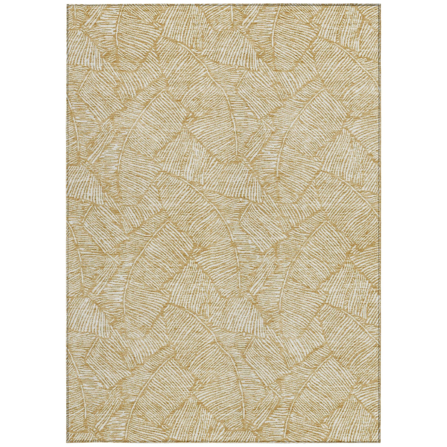 Tabselect Home Line 8' X 10' Gold And Beige Floral Washable Indoor Outdoor Area Rug