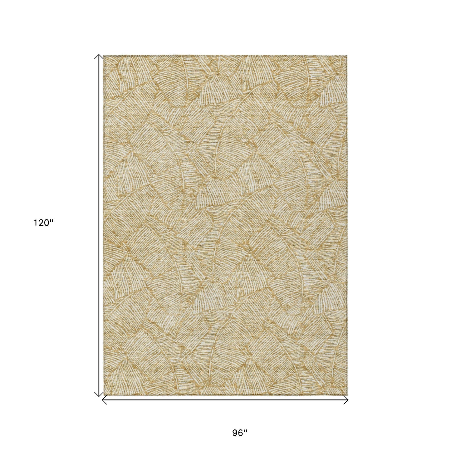 Tabselect Home Line 8' X 10' Gold And Beige Floral Washable Indoor Outdoor Area Rug