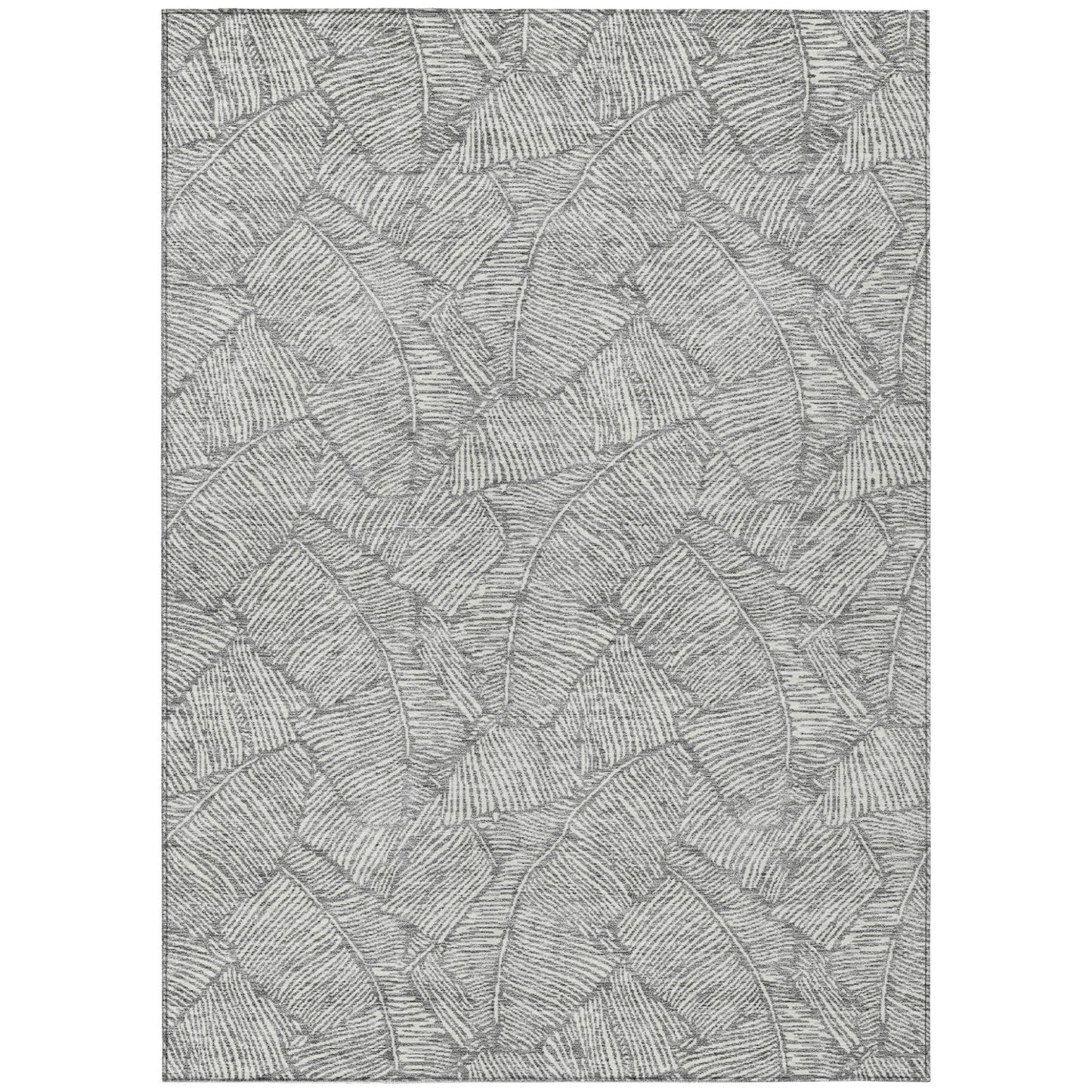 Tabselect Home Line 5' X 8' Gray And Ivory Floral Washable Indoor Outdoor Area Rug