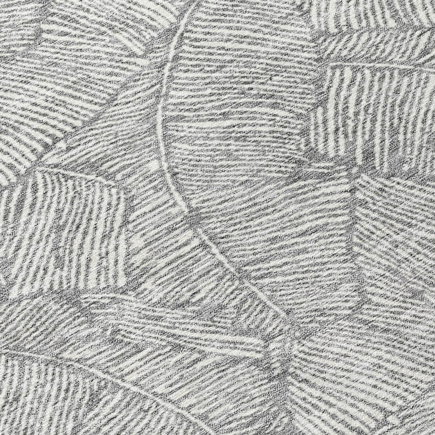 Tabselect Home Line 8' Gray And Ivory Round Floral Washable Indoor Outdoor Area Rug