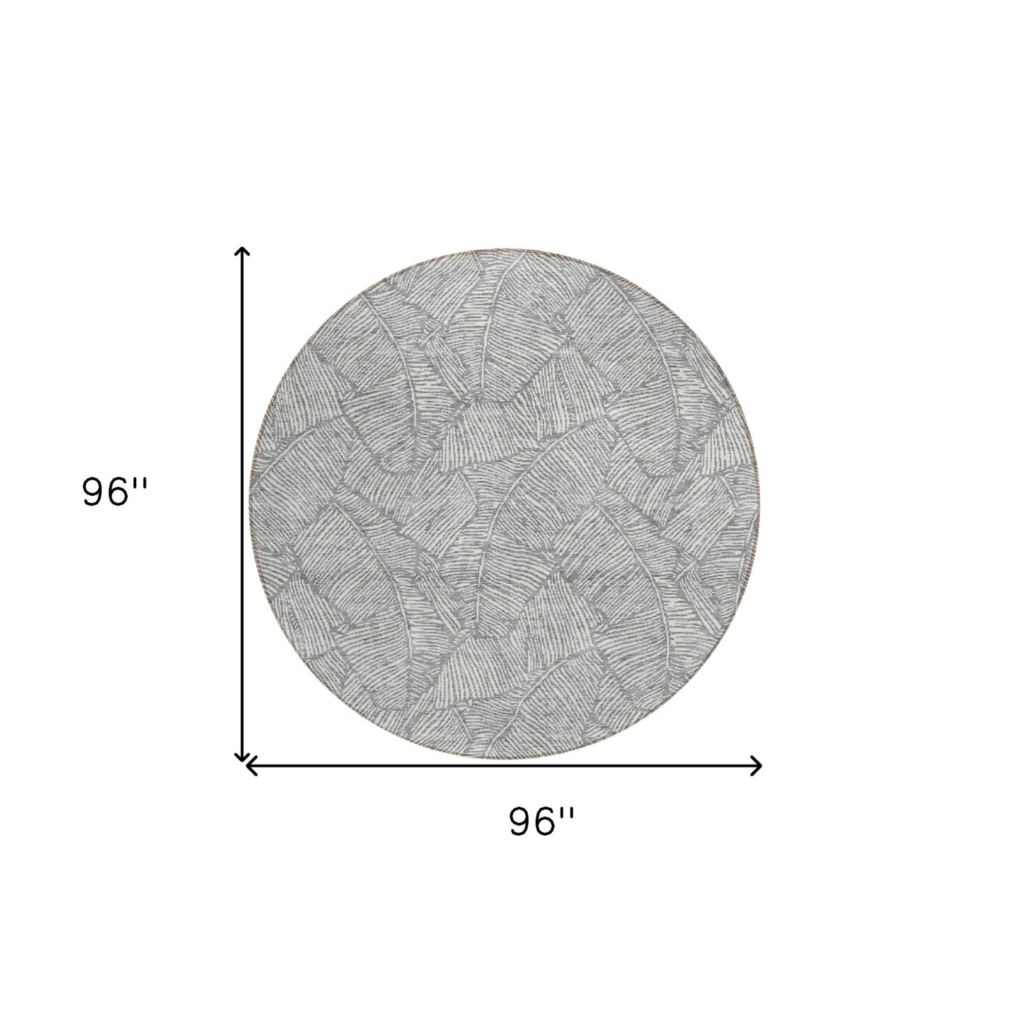 Tabselect Home Line 8' Gray And Ivory Round Floral Washable Indoor Outdoor Area Rug