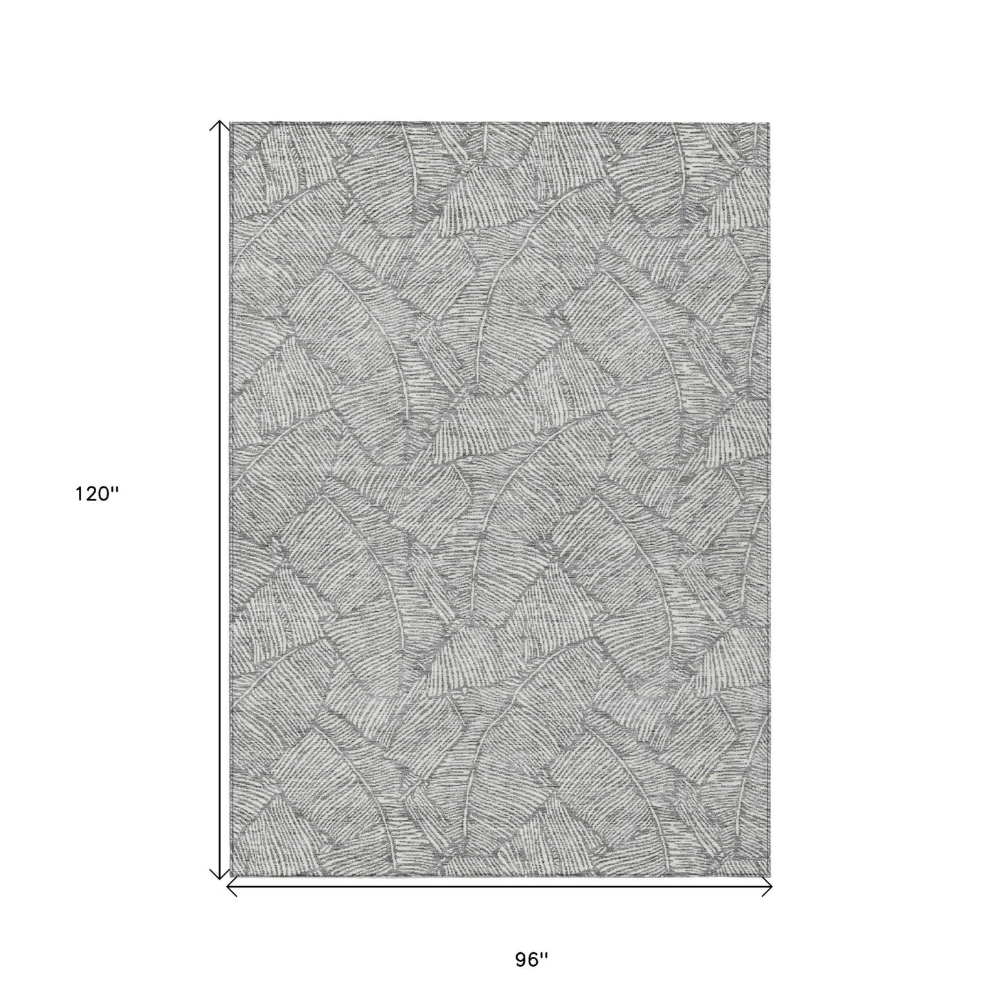 Tabselect Home Line 8' X 10' Gray And Ivory Floral Washable Indoor Outdoor Area Rug