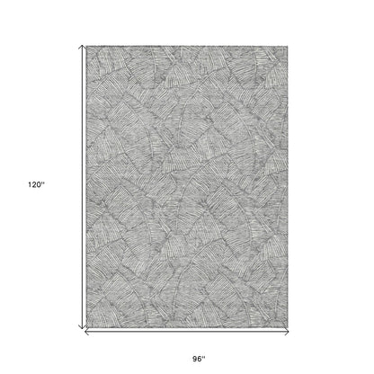 Tabselect Home Line 8' X 10' Gray And Ivory Floral Washable Indoor Outdoor Area Rug