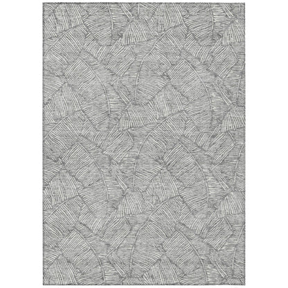 Tabselect Home Line 8' X 10' Gray And Ivory Floral Washable Indoor Outdoor Area Rug