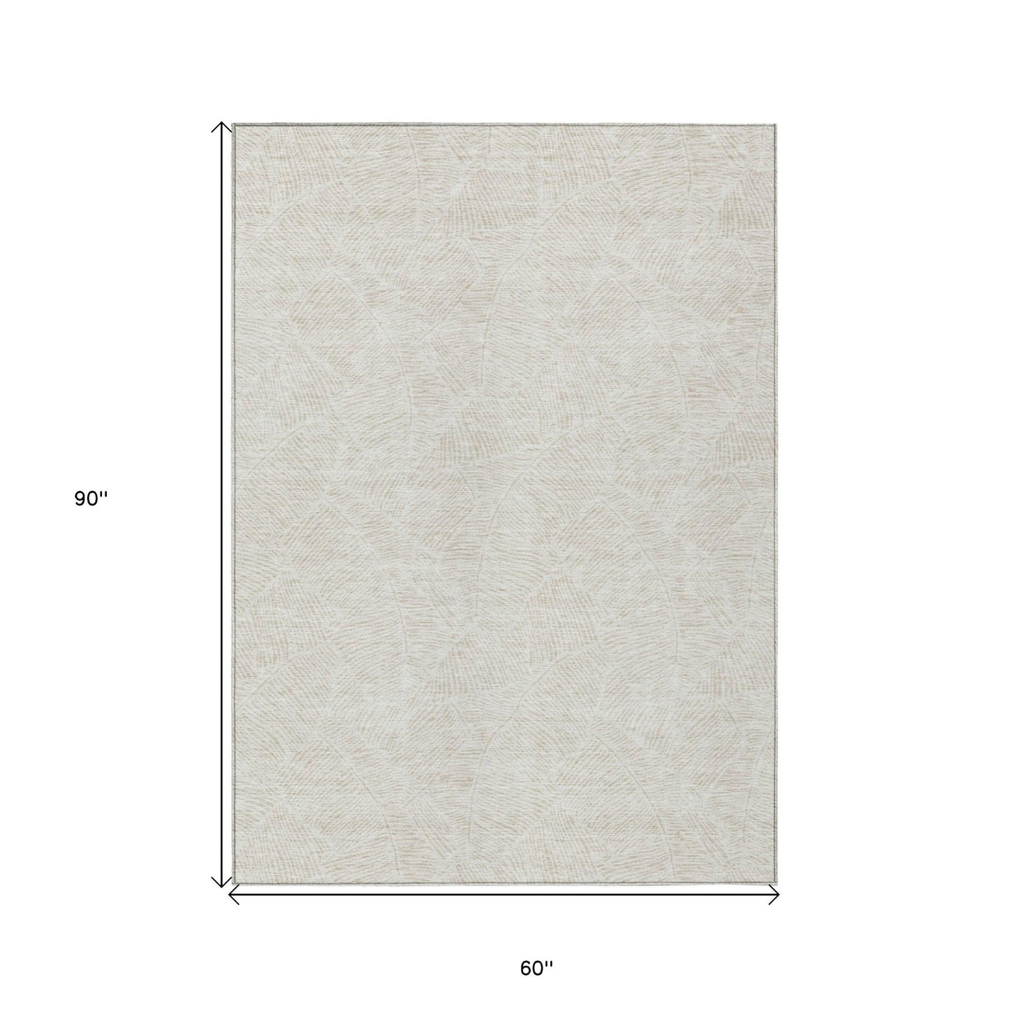 Tabselect Home Line 5' X 8' Ivory And Beige Floral Washable Indoor Outdoor Area Rug