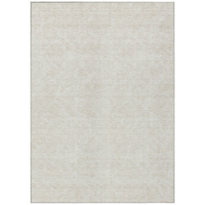 Tabselect Home Line 5' X 8' Ivory And Beige Floral Washable Indoor Outdoor Area Rug