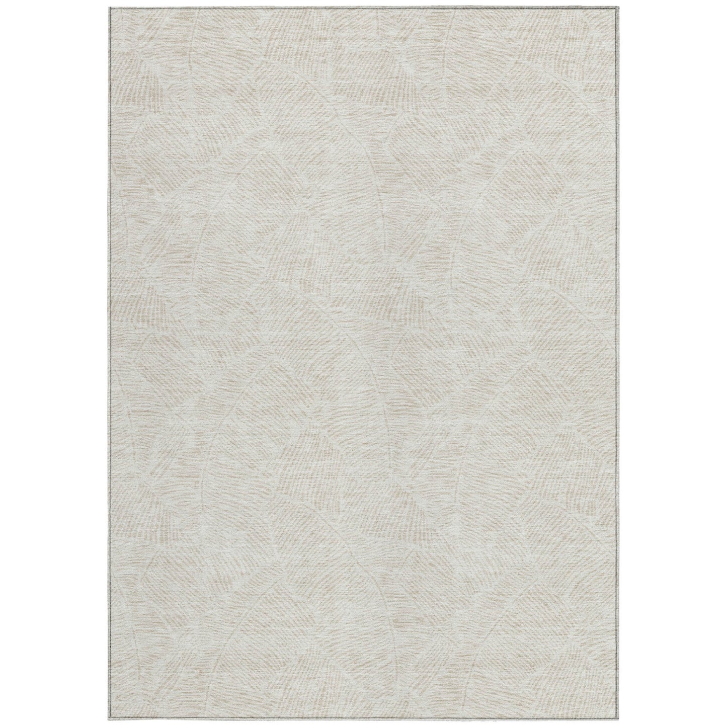 Tabselect Home Line 5' X 8' Ivory And Beige Floral Washable Indoor Outdoor Area Rug