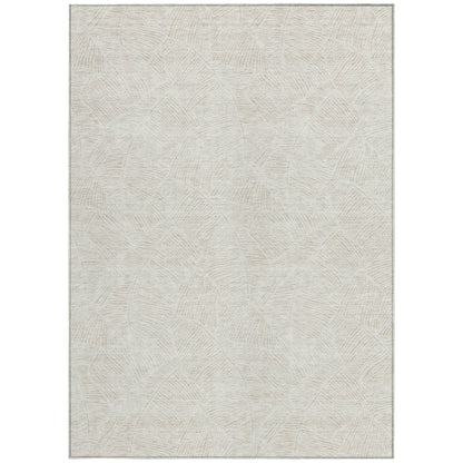Tabselect Home Line 5' X 8' Ivory And Beige Floral Washable Indoor Outdoor Area Rug
