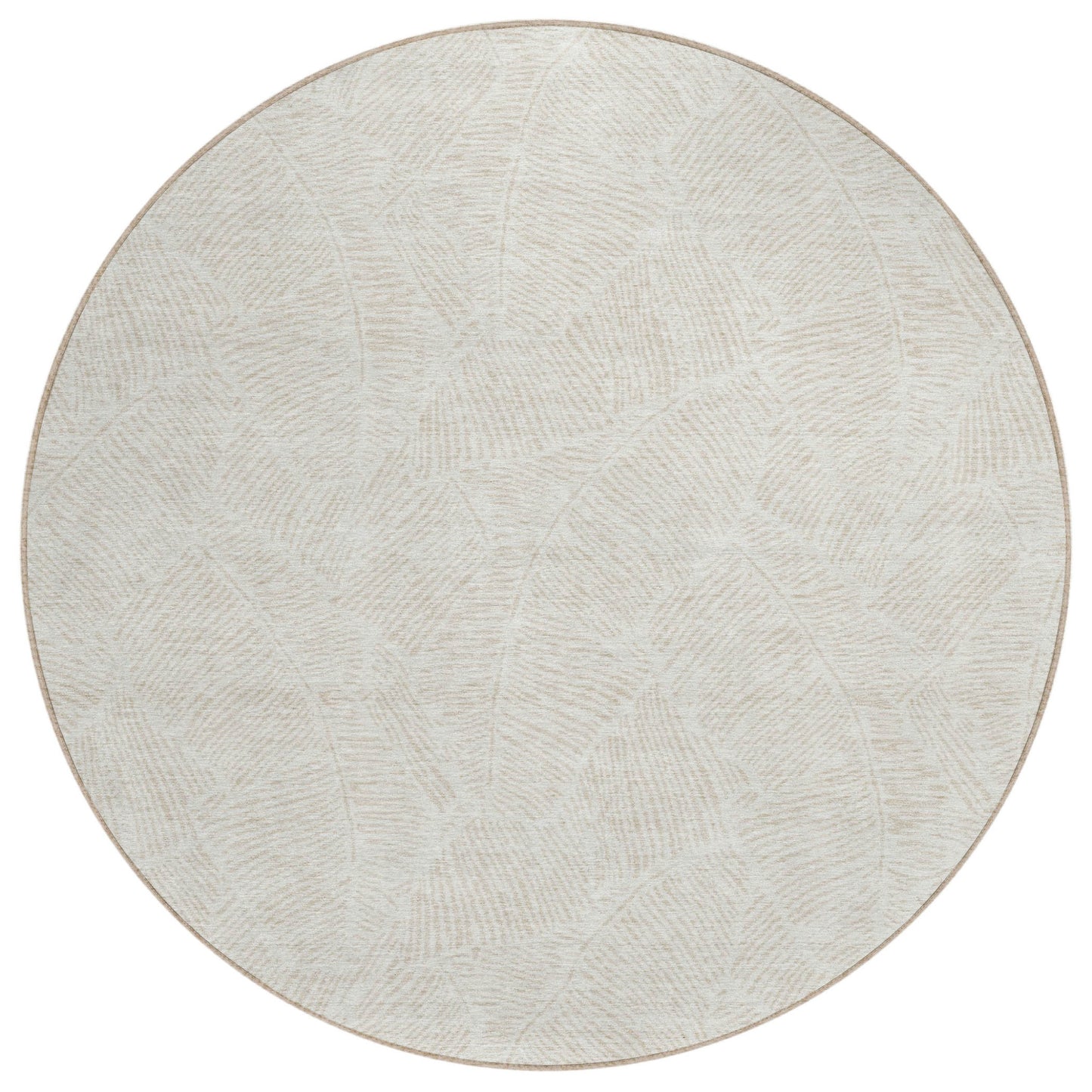 Tabselect Home Line 8' Ivory And Beige Round Floral Washable Indoor Outdoor Area Rug