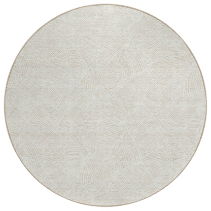 Tabselect Home Line 8' Ivory And Beige Round Floral Washable Indoor Outdoor Area Rug