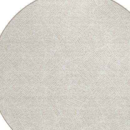 Tabselect Home Line 8' Ivory And Beige Round Floral Washable Indoor Outdoor Area Rug