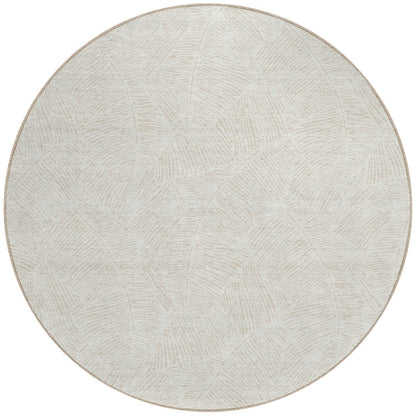 Tabselect Home Line 8' Ivory And Beige Round Floral Washable Indoor Outdoor Area Rug