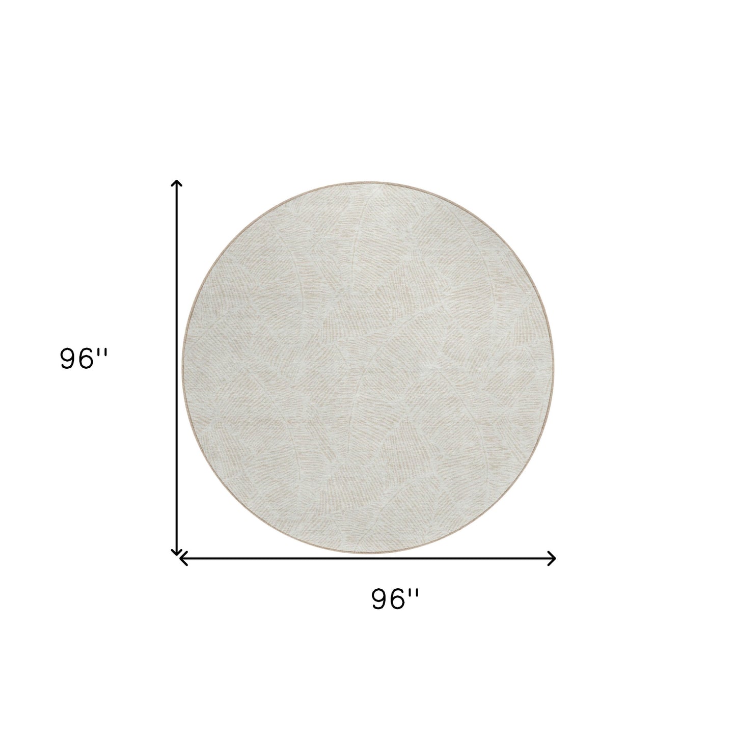 Tabselect Home Line 8' Ivory And Beige Round Floral Washable Indoor Outdoor Area Rug