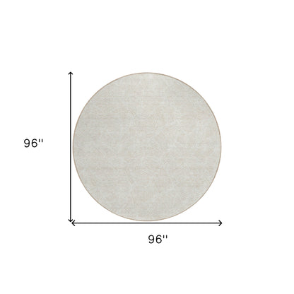Tabselect Home Line 8' Ivory And Beige Round Floral Washable Indoor Outdoor Area Rug