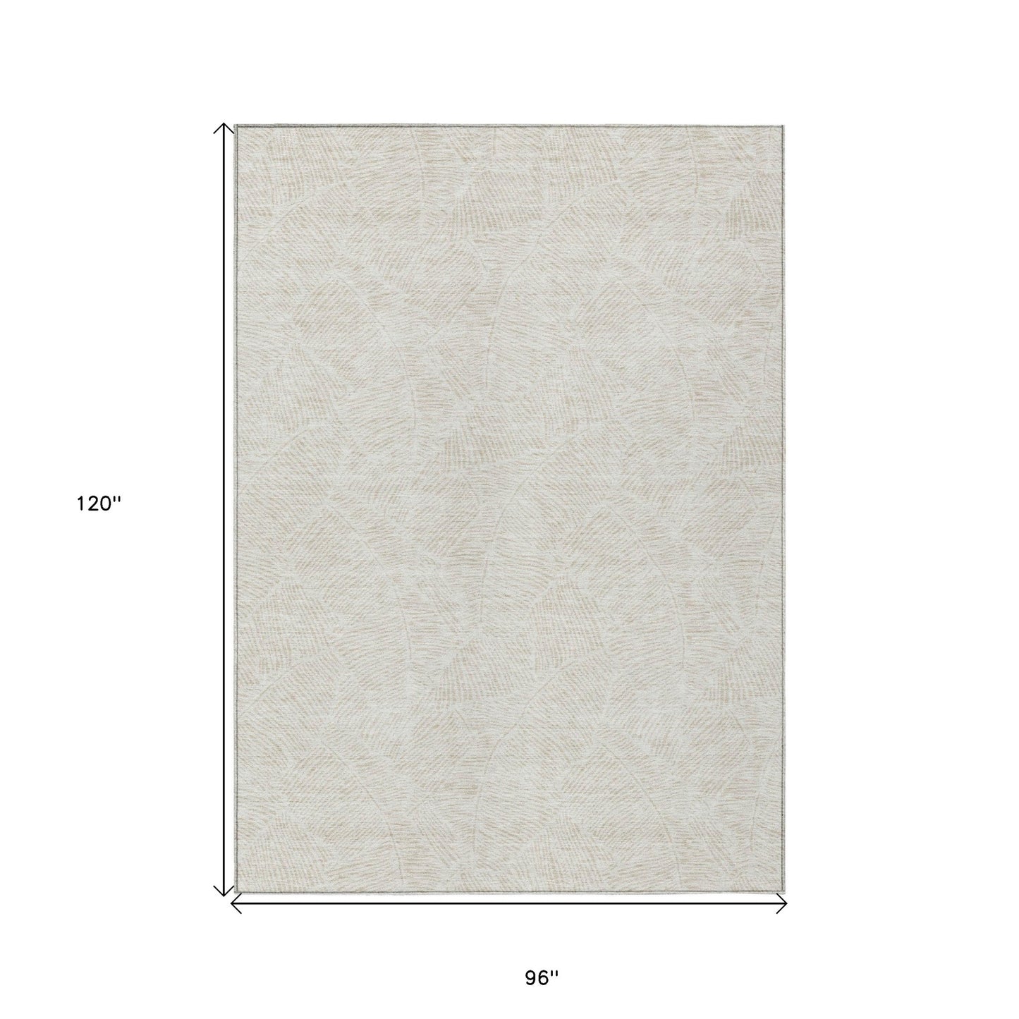 Tabselect Home Line 8' X 10' Ivory And Beige Floral Washable Indoor Outdoor Area Rug