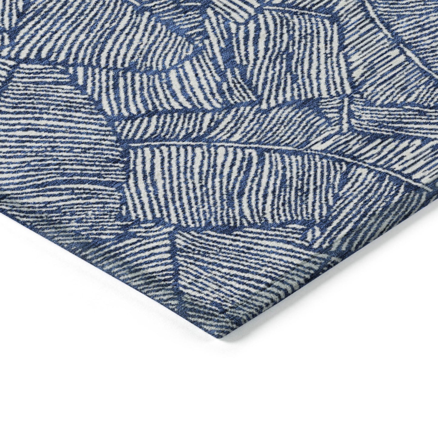 Tabselect Home Line 5' X 8' Navy Blue And Ivory Floral Washable Indoor Outdoor Area Rug