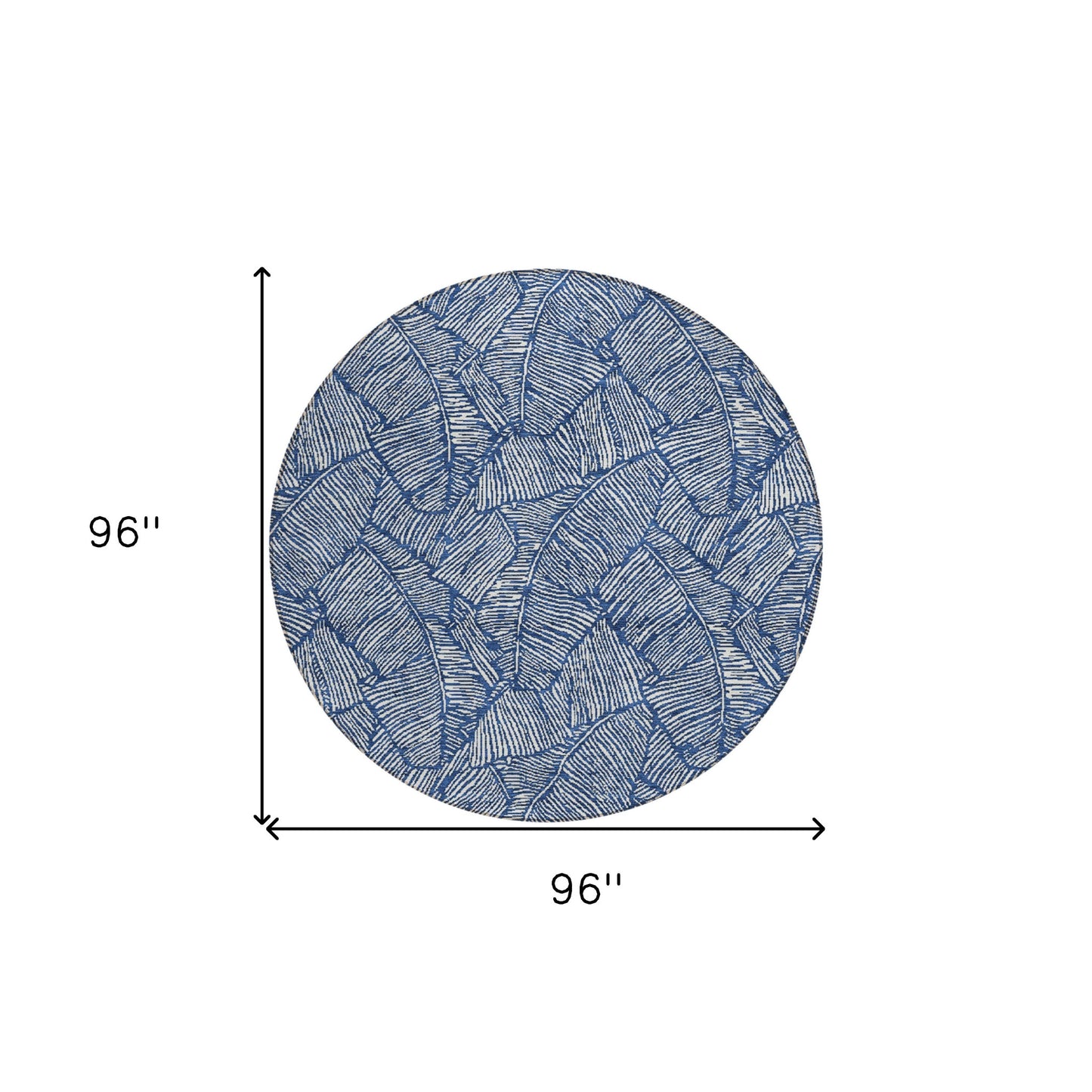 Tabselect Home Line 8' Navy Blue And Ivory Round Floral Washable Indoor Outdoor Area Rug