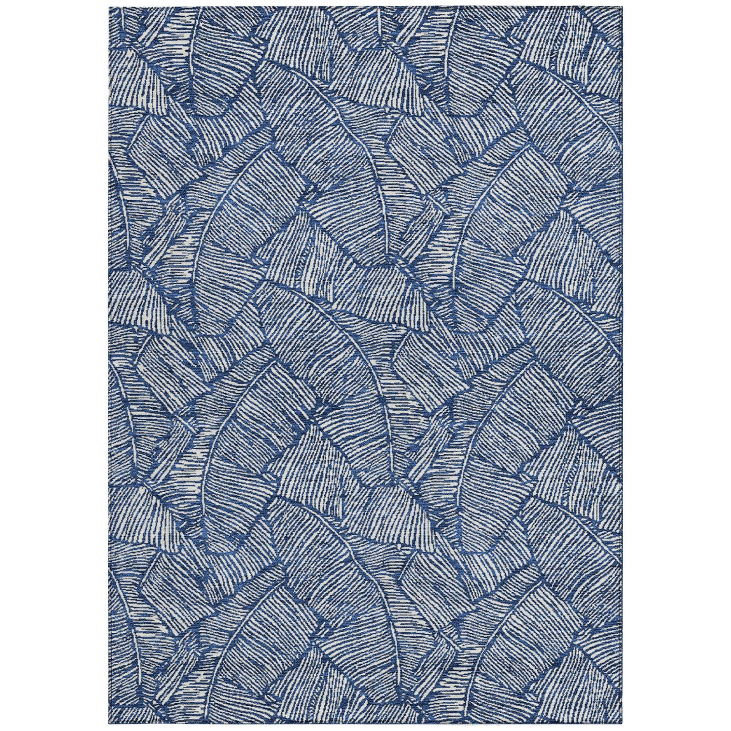 Tabselect Home Line 8' X 10' Navy Blue And Ivory Floral Washable Indoor Outdoor Area Rug
