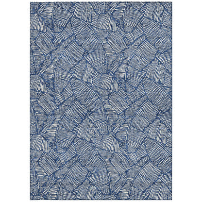 Tabselect Home Line 8' X 10' Navy Blue And Ivory Floral Washable Indoor Outdoor Area Rug