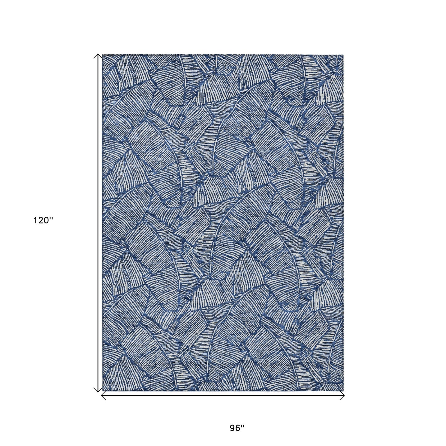 Tabselect Home Line 8' X 10' Navy Blue And Ivory Floral Washable Indoor Outdoor Area Rug
