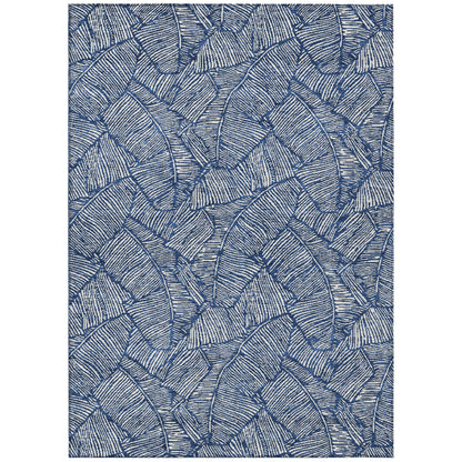 Tabselect Home Line 8' X 10' Navy Blue And Ivory Floral Washable Indoor Outdoor Area Rug