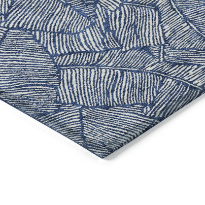 Tabselect Home Line 8' X 10' Navy Blue And Ivory Floral Washable Indoor Outdoor Area Rug